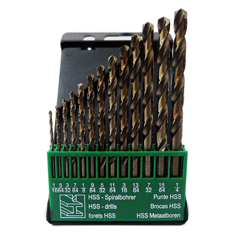 Drill Hulk 13-Piece M35 Cobalt Drill Bit Set for Hard Metal, Stainless Steel, 1/16-Inch to 1/4-Inch, Jobber Length, 3-Flat Shank - Image 2